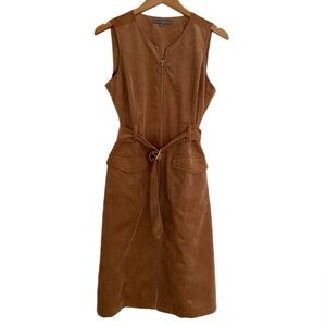 Women's Brown Belted Corduroy Dress Size 10 Sharagano Vintage Style